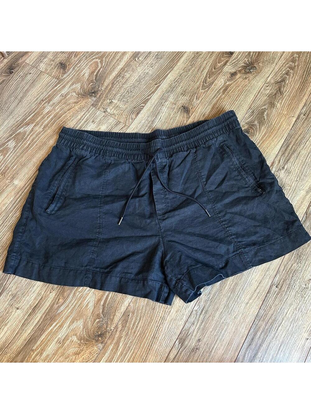 Athleta Women's 1X Black Cabo Linen Shorts Pull On Beachy Breathable